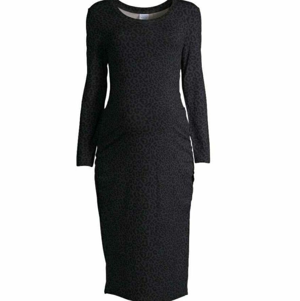 Dark gray cheetah leopard maternity dress